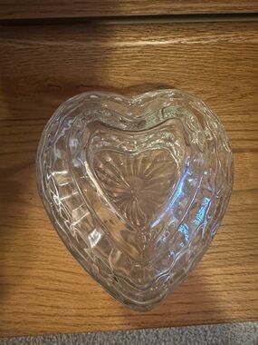 1980s Vintage HOMCO Clear Heart-Shaped Glass Dish- MADE IN USA